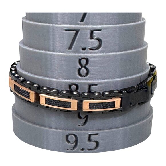 Mens Black Rose Gold Stainless Steel Cable Link Wire Accent Bracelet  8.5" Gift - Picture 6 of 8